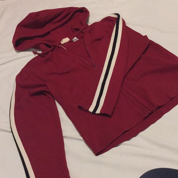 Tops - Athletic stripe zip front hoodie Tops - Athletic stripe zip front hoodie